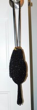 VNTG Black Glass Beaded Art Deco Tassel &amp; Fringe Bag Handbag Purse Drawstring - $89.09