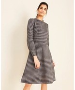 New Ann Taylor Black Plaid Mock Neck Long Sleeve Lined Fit &amp; Flare Dress... - £50.99 GBP