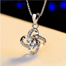 925 Sterling Silver Twisted Zircon Necklace - FAST SHIPPING!!! - £7.16 GBP
