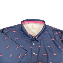 Scales Polo Shirt Men Size M Blue Swordfish Print Breathable Golf Perfor... - £17.09 GBP