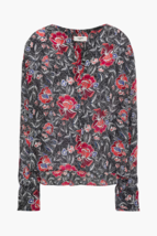 Isabel Marant Etoile Women&#39;s Yacah Floral Printed Silk Blouse Tunic Top S 34 - £117.16 GBP