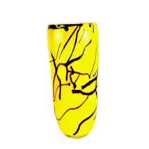 Eastern Art Glass Yellow Red Brown Handblown Abstract Design Vase - £24.91 GBP