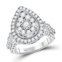 14kt White Gold Round Diamond Teardrop Bridal Wedding Engagement Ring 1-3/4 Ctw - £1,680.81 GBP