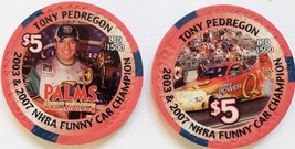Tony Pedregon 2003/2007 NHRA Champ $5 Palms Las Vegas Casino Chip, vintage - £7.81 GBP