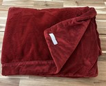 RESTORATION HARDWARE RH Red Fleece Reversible Short Faux Fur Throw Blank... - $66.49