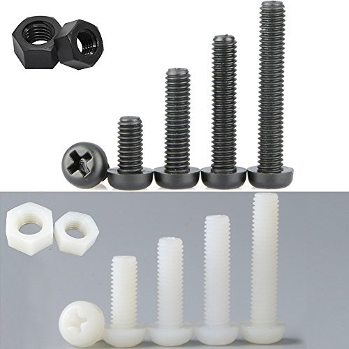 Bluemoona 20 sets - M4 Plastic Nylon Hex Round Phillips Screws Bolts With Hex Nu - $5.35