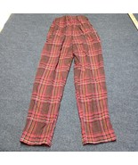 Vintage Youth Pants Red Plaid 22&quot; Waist 34&quot; Inseam Zip  Sides - £14.59 GBP
