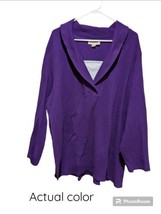 Woman Within Purple Waffle Knit Top Womens Size 4x Shawl Neckline V Neck Thermal - £10.26 GBP