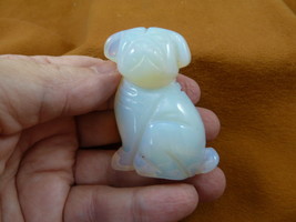 (Y-DOG-SH-701) White Opalite SHAR PEI Pug sharpei dog gemstone FIGURINE ... - $17.53