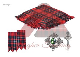 Scottish Macgregor Tartan kilt Fly plaid kilt Flashes Thistle kilt Pin Brooch - £43.33 GBP