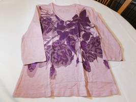 Gloria Vanderbilt Women&#39;s Ladies 3/4 Sleeve T Shirt M Shadow Rose Purples NWT - $20.58