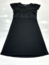 APT 9 Black Dress Jeweled Neckline Womens Size Medium Cap Sleeve - £14.01 GBP