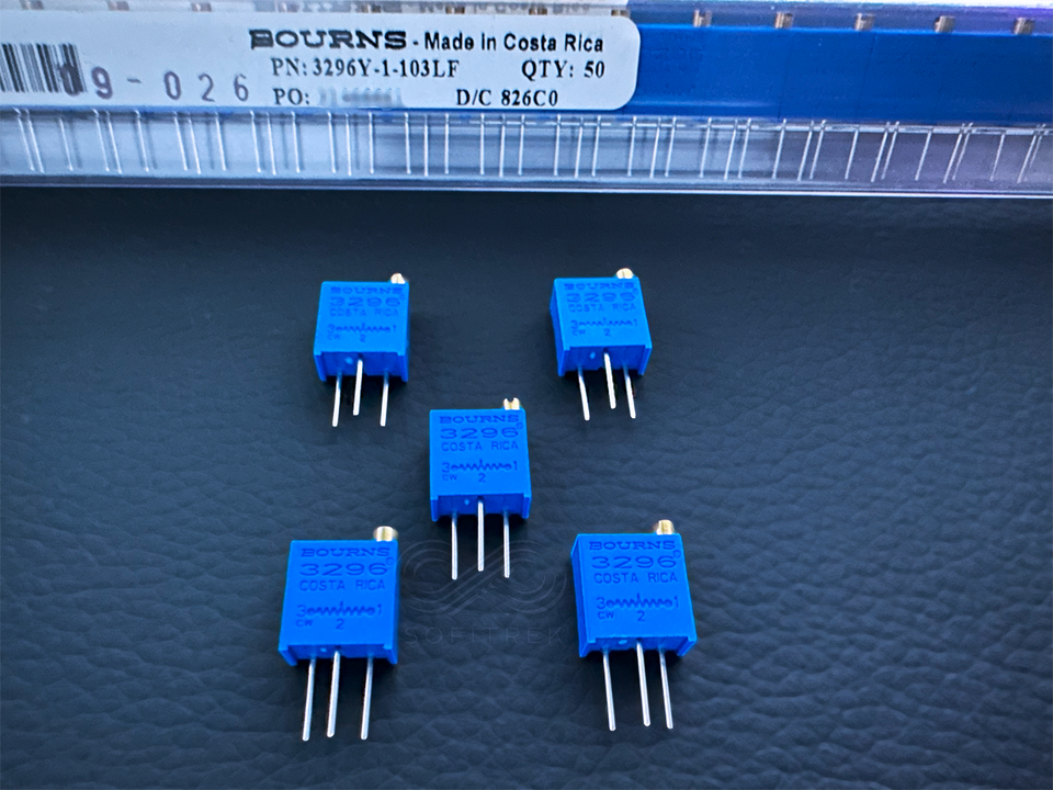 5Pcs 3296Y-1-103LF Bourns 10kOhm Trimmer Pot Square PC Pin Top Adjust 10K - $8.50