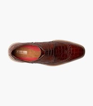 Stacy Adams Alario Wingtip Oxford Croco Leather Shoes Cognac 25725-221 image 4