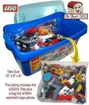 Bulk LEGO Lot 665+ assorted peices plus Legos Tote - used - £31.30 GBP