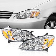 Headlights Chrome Housing Amber Corner Left+Right Pair for 03-08 Toyota Corolla - £67.61 GBP