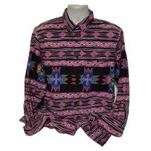 Vintage 90s USA Wrangler Pink Black Western Shirt Mens XL Cowboy Aztec Indian - £52.79 GBP