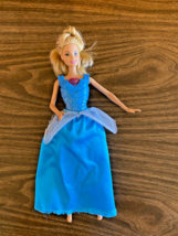 Mattel 11.5&quot; BARBIE Doll with Sparkling Cinderella Dress Blond Hair Blue Eyes GC - £3.49 GBP