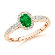 ANGARA Lab-Grown Ct 0.36 Emerald Halo Ring with Diamond Accents in 14K Gold - £691.27 GBP