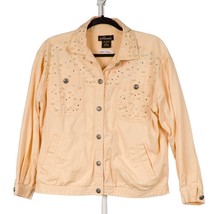 Mureli Womens Denim Jacket PL Petite Large Embellished Yellow Buttons Je... - £12.05 GBP