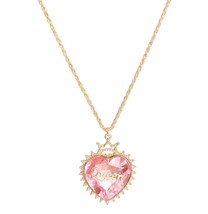Pink Heart Shaped Crystal Pendant Gold Plated Women&#39;s Valentine Necklace 18+3&quot; - £27.62 GBP