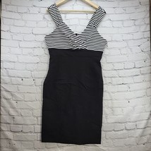 Hot Topic Dress Womens XL Black White Striped Stretch Pencil V-Neck  - $24.74