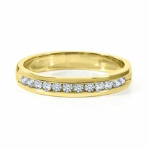 14K Oro Giallo Sopra Diamante Rotondo Canale Set Anniversario Fede Nuziale - $223.89