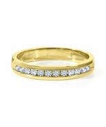 14K Oro Giallo Sopra Diamante Rotondo Canale Set Anniversario Fede Nuziale - €194,48 EUR