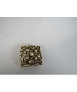 Vintage Square Pin Brooch Faux Pearl Brass Goldtone - $129.70 MXN