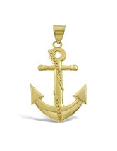 Anchor Pendant Real 10K Yellow Gold Charm 1.4&quot; - £146.42 GBP