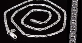 Real Sólido 925 Plata de Ley Diseño Eslabones Cadena 18.3&quot; Cuello Cadena - £31.28 GBP