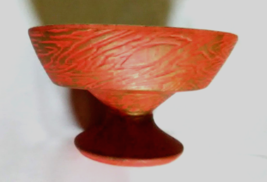 McCoy Small Pottery Planter Orange Gold Footed Oval Ceramic 1950&#39;s - £11.61 GBP
