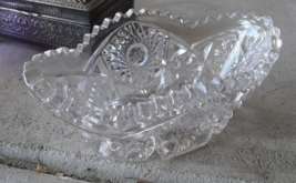 Vintage 1950s AG Marked Pressed Glass Fancy Candy Boat Dish - $18.81