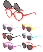 Kids Youth Girls Heart Shaped Flip Up Sunglasses Love Retro Classic Fashion Cute - £7.15 GBP