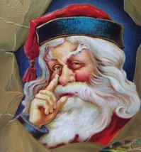 Santa Claus Father Christmas Postcard Finger On Nose HSV 1909 East St. Louis - £14.94 GBP
