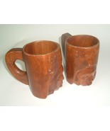 Vintage Tiki Mug Bahamas Wood Carved Faces Set of 2 Cup Stein 60s - $34.64