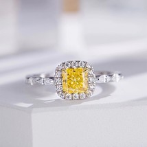 New 1 Carat 6MM Crushed Ice Damond Yellow Pink Ring 100%-S925 Silver Jewelry Wed - £70.55 GBP
