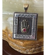 Victoria Adams Sterling Silver 14K Yellow Gold With Garnet Hamsa Pendant... - $713.09 CAD