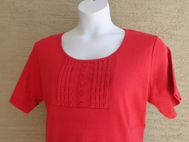  Being Casual Ribbed Cotton Blend Buttoned Pleated Front Top 1X -XL Red - £9.45 GBP
