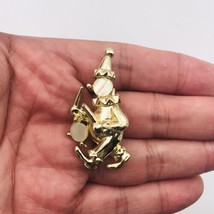Clown Drummer Gold Tone Mother of Pearl Pin Brooch 1 3/4&quot; x 1&quot; - £9.60 GBP