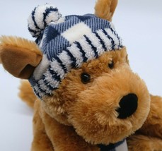 St. Jude Gentle Treasures Brown Dog Stuffed Plush Animal 13&quot; Plaid Hat &amp; Scarf  - £12.44 GBP