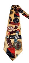 Vtg  Ice Cold Coca Cola Novelty Label &amp; Bottle Thermometer Print Men&#39;s Neck Silk - £14.67 GBP