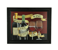 Wine Makes Life Better For All Vintage Look Wood Panel Painting - $26.30
