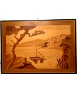 Wood Inlay Art Italy Picture Wall Hanging Marquetry Milan 1976 15&quot;x11&quot; V... - £47.49 GBP