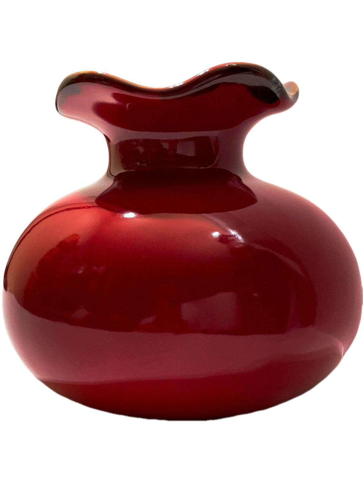Southern Living At Home Cinnabar Vase Scalloped Rim Portugal Stoneware - $23.76