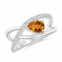 Authenticity Guarantee 
Angara Natural 7x5mm Citrine Fashion Ring in 14K Whit... - £798.10 GBP