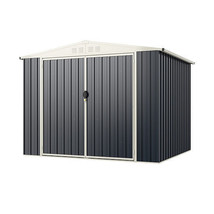 7.5 x 6.3 FT Metal Outdoor Storage Shed with Lockable Door-Gray - Color: Gray - $513.47