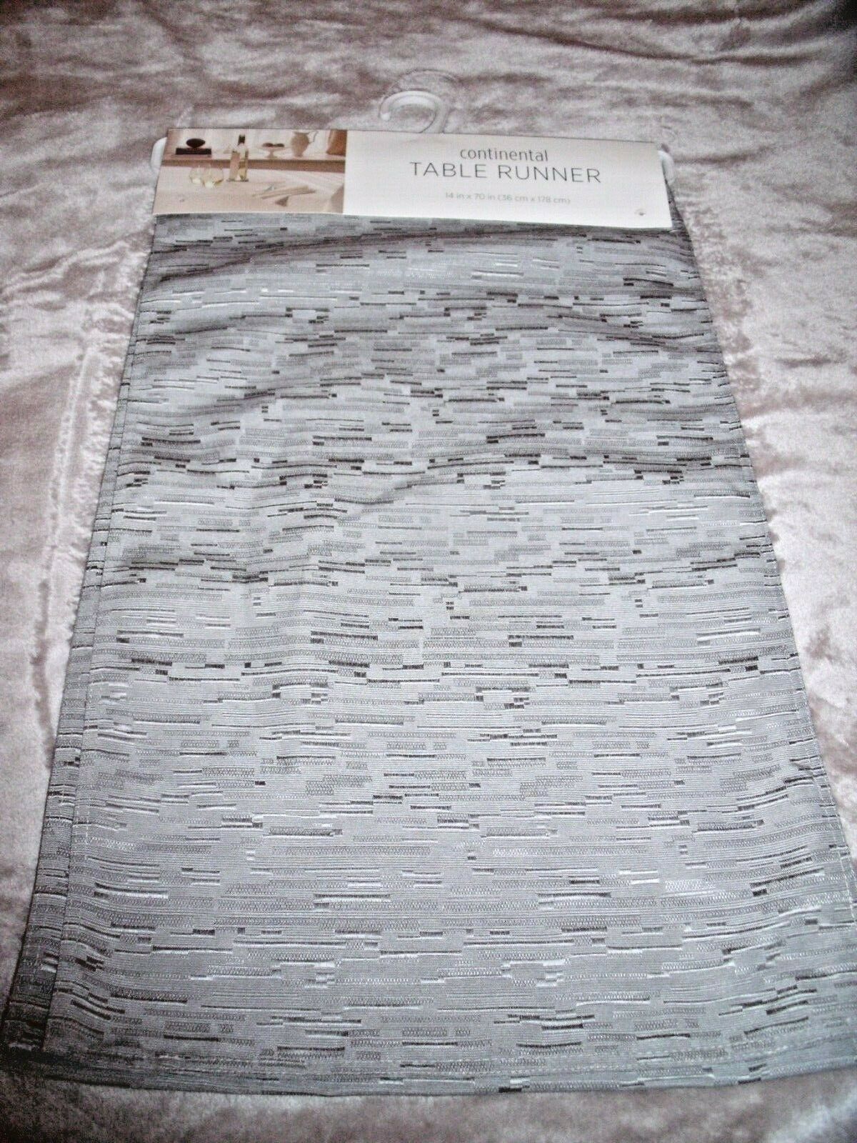 NEW Continental Gray TABLE RUNNER 14" X 70" Fabric $40 retail reversible - $24.95