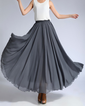 Gray Long Chiffon Skirt Women Custom Plus Size Chiffon Beach Skirt image 2