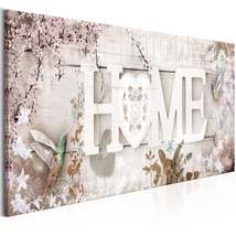 Tiptophomedecor Stretched Canvas Floral Art - Home And Hummingbirds Beige Narrow - £70.76 GBP+